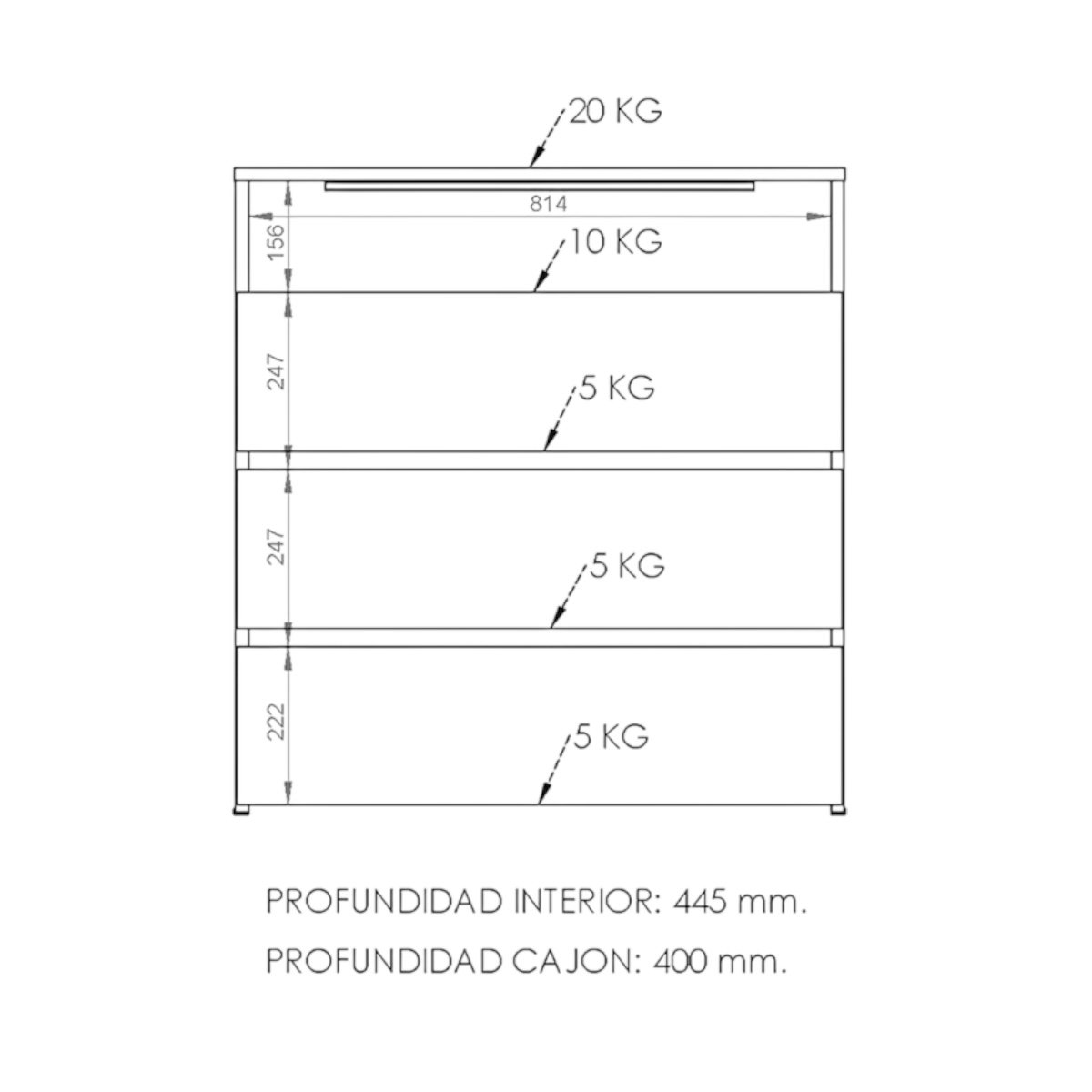 DIELFE COMODA 3 CAJONES DMC3C - Imagen 5