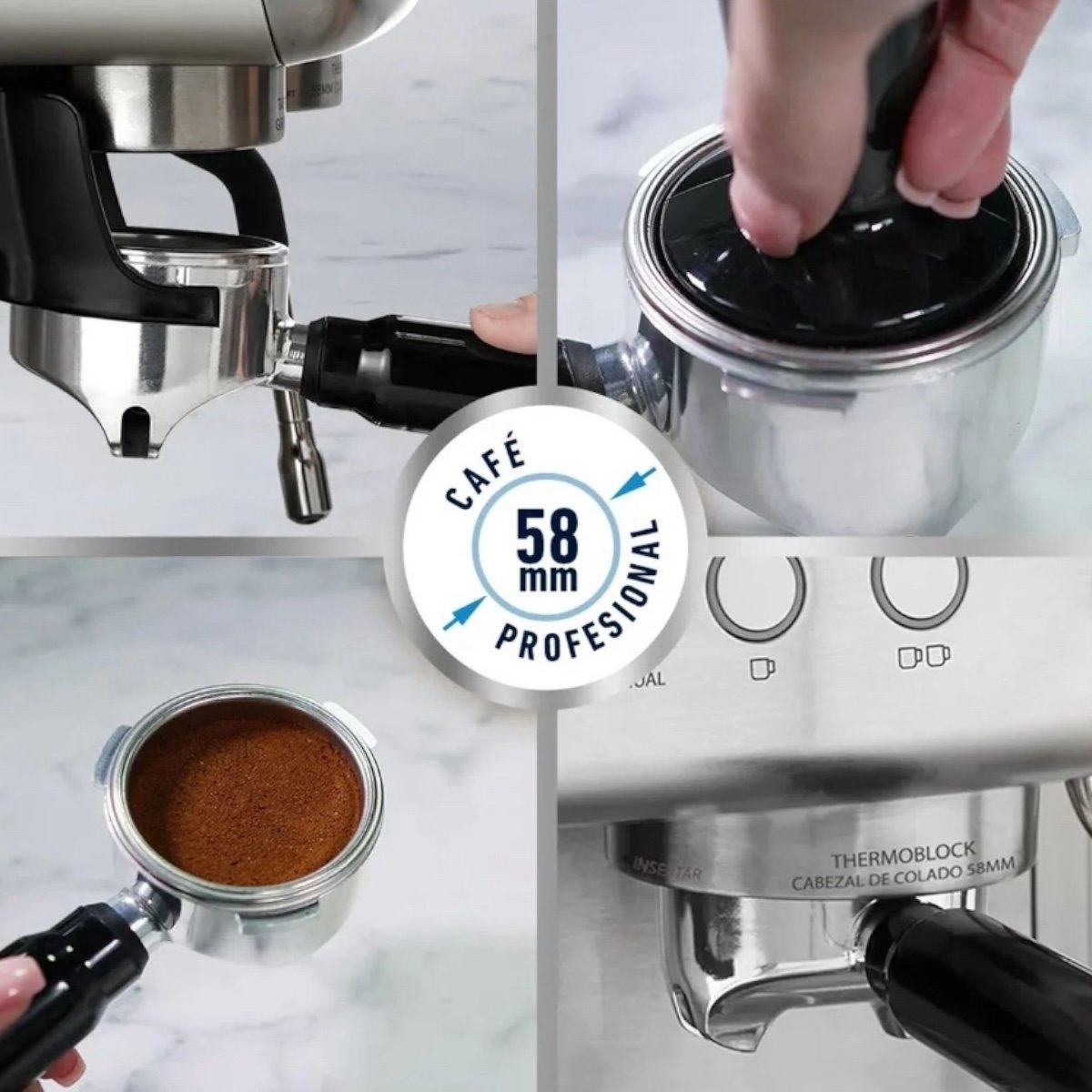 OSTER CAFETERA ESPRESSO PERFECT BREW 15 Bar MOLINILLO INTEGRADO COLOR ACERO INOXIDABLE - Imagen 5