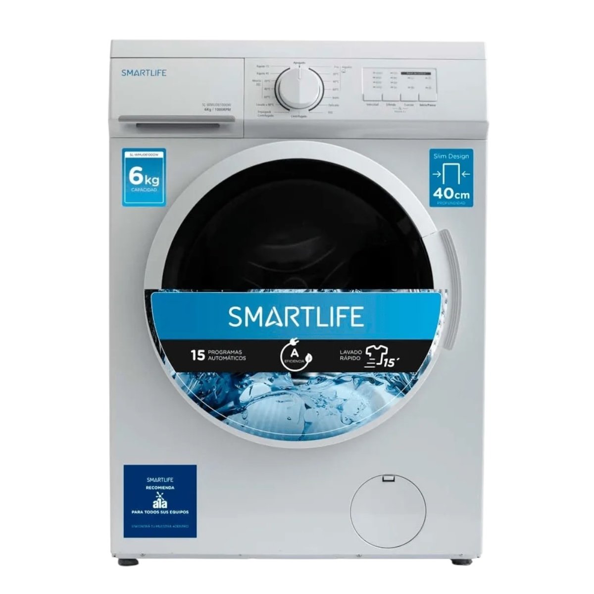LAVARROPAS SLIM 6KG 1000RPM SMARTLIFE - Imagen 3