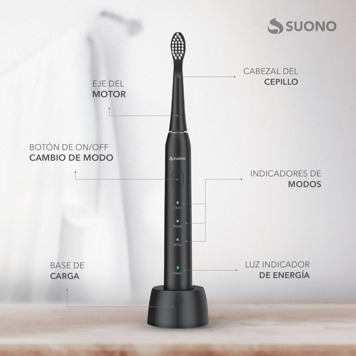 SUONO CEPILLO DENTAL ELÉCTRICO RECARGABLE - Imagen 2