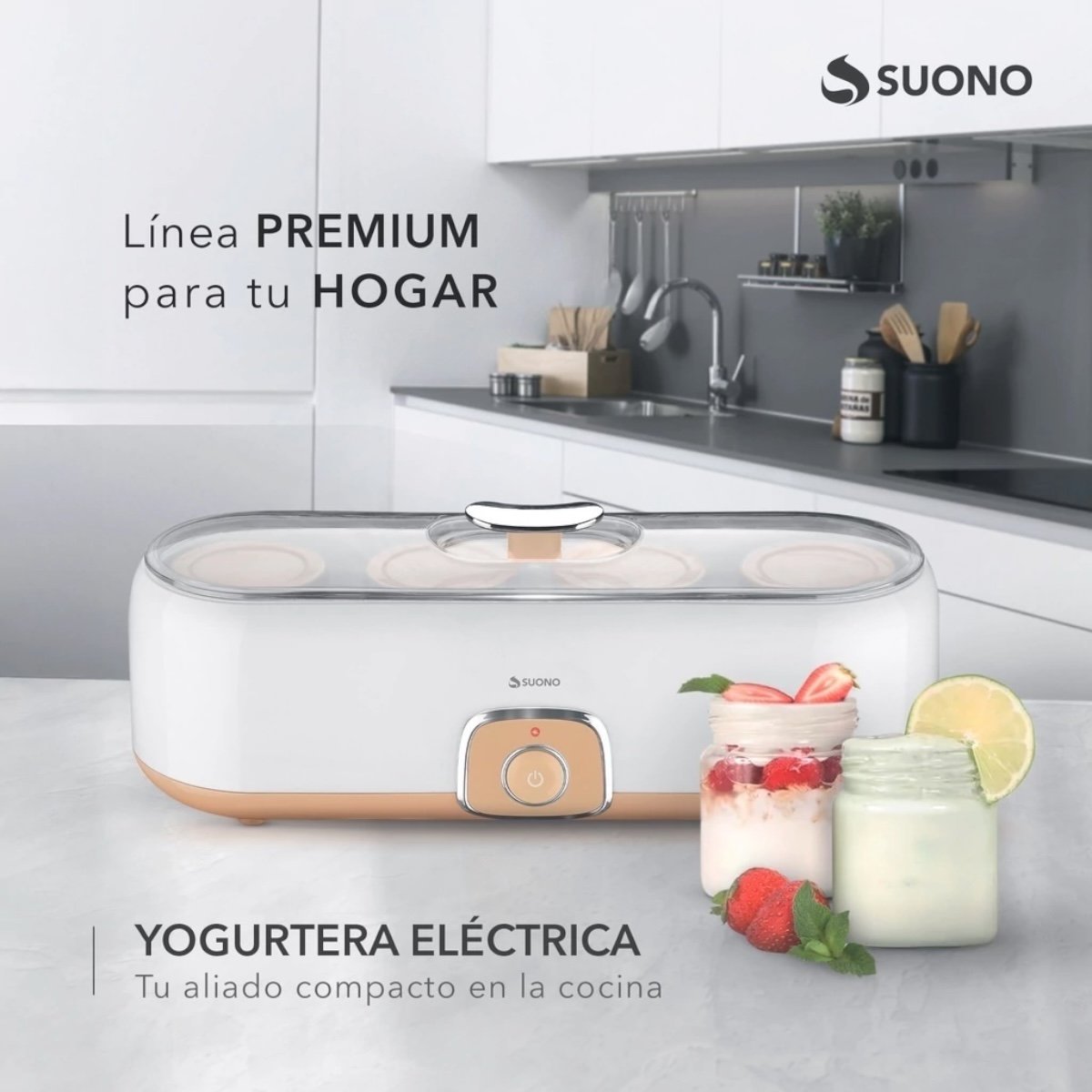 SUONO YOGURTERA ELÉCTRICA 720ML 4 VASOS NARANJA - Imagen 6